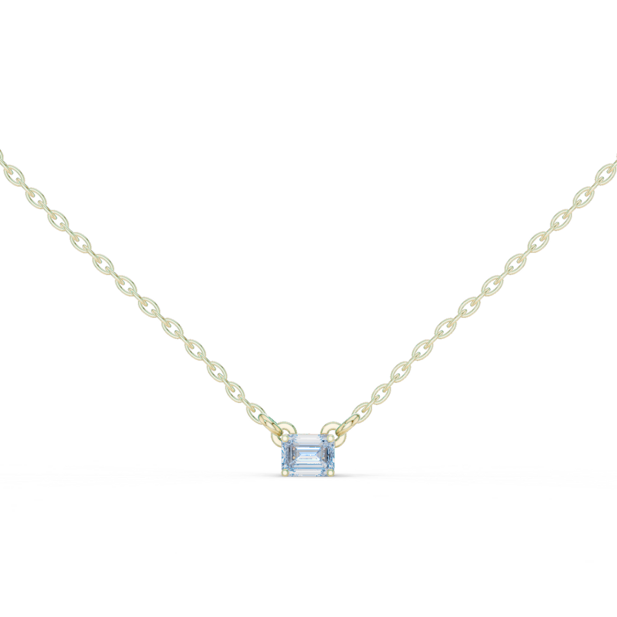 Emerald Cut Solitaire Diamond Necklace