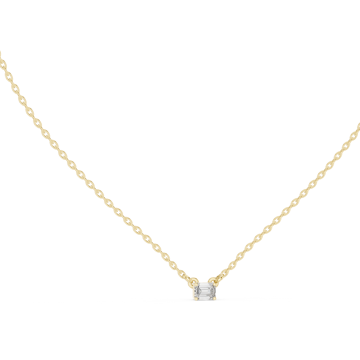 Emerald Cut Solitaire Diamond Necklace
