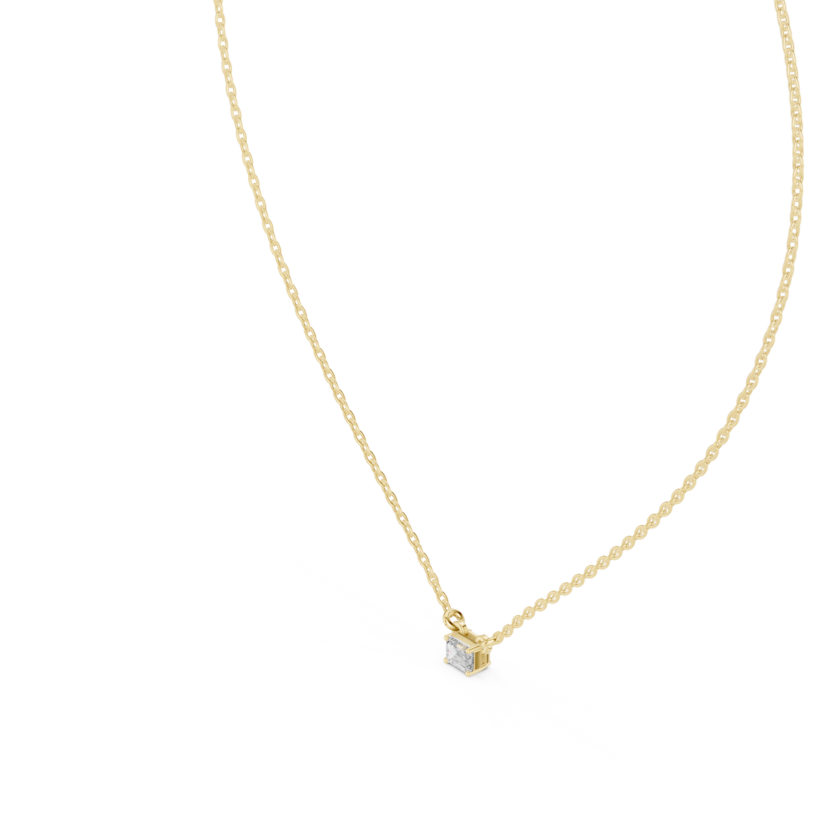 Emerald Cut Solitaire Diamond Necklace