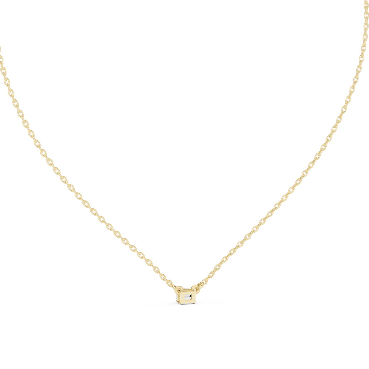 Emerald Cut Solitaire Diamond Necklace