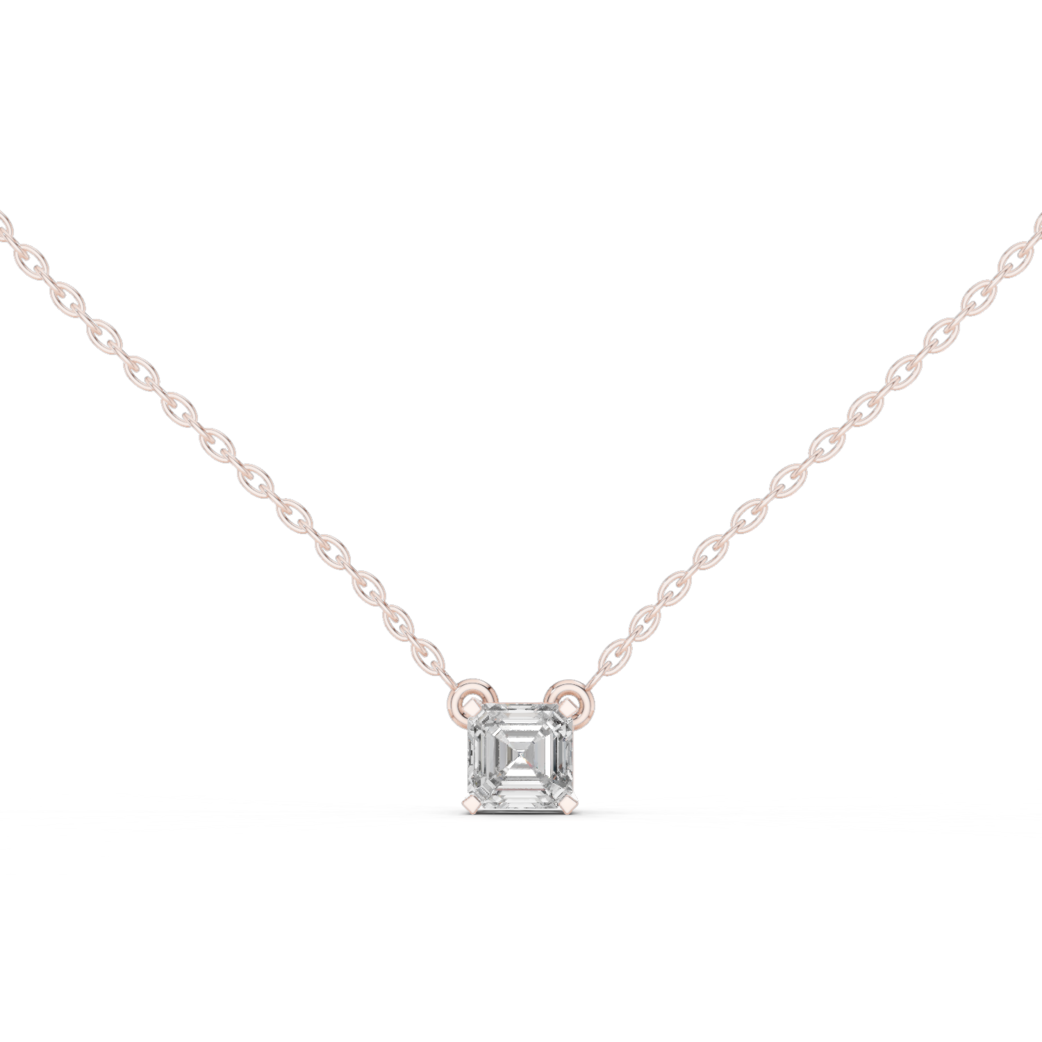 Square Collet Solitaire Diamond Pendant in Rose Gold - VYKA Diamonds