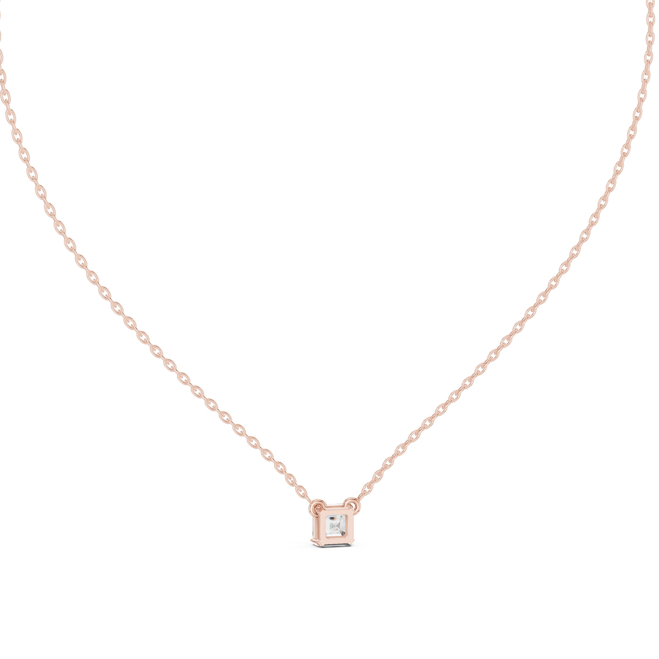 Square Collet Solitaire Diamond Pendant in Rose Gold - VYKA Diamonds