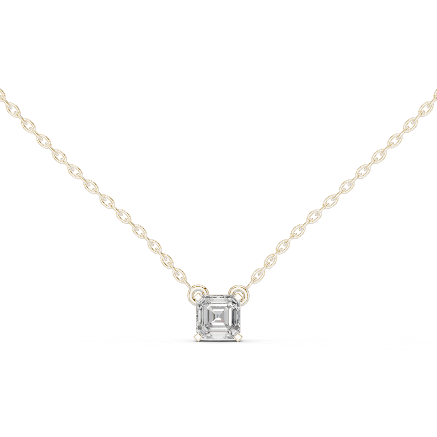 Square Collet Solitaire Diamond Pendant in White Gold - VYKA Diamonds