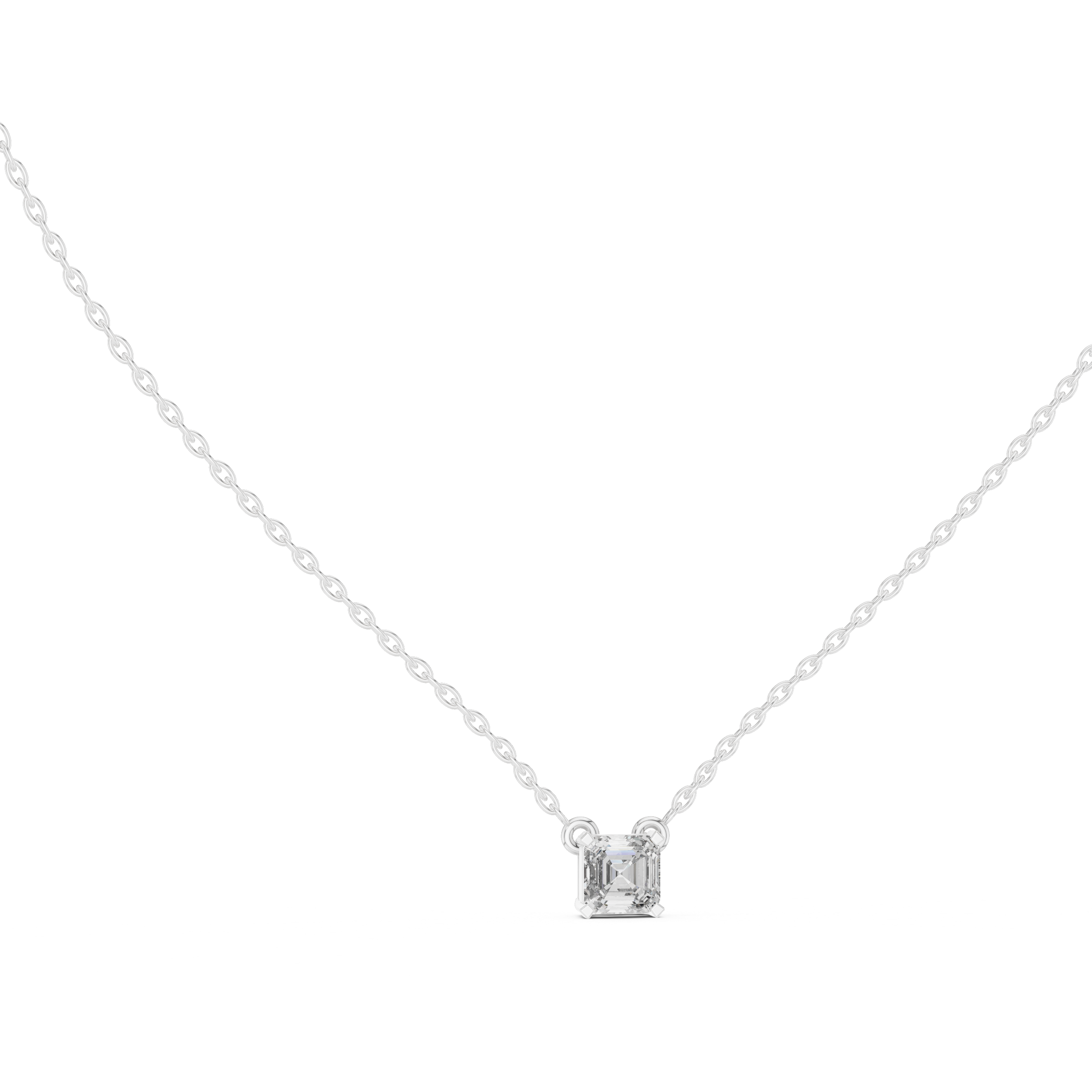 Square Collet Solitaire Diamond Pendant in White Gold - VYKA Diamonds