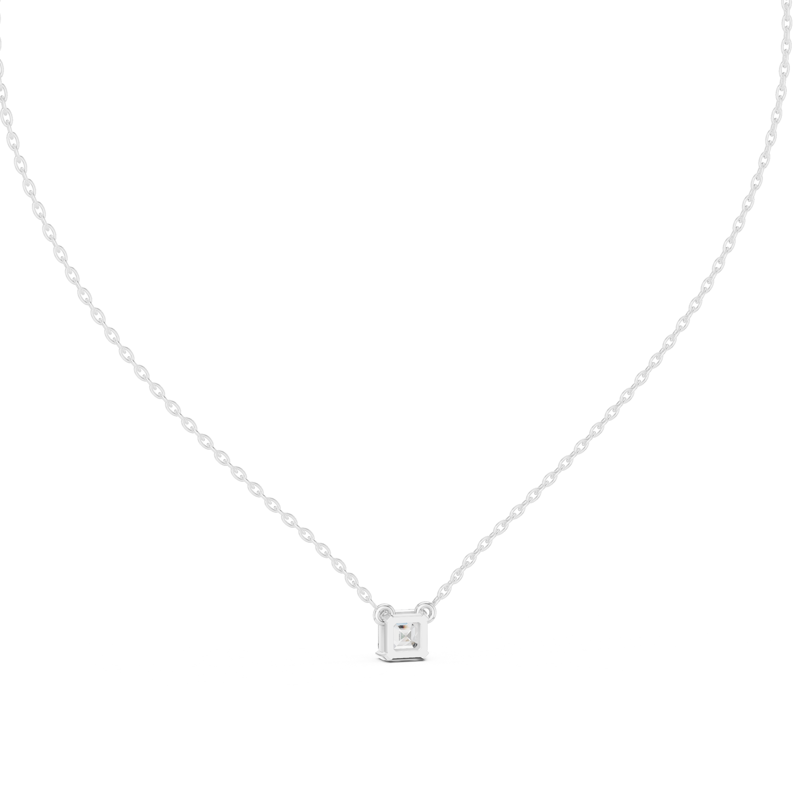 Square Collet Solitaire Diamond Pendant in White Gold - VYKA Diamonds