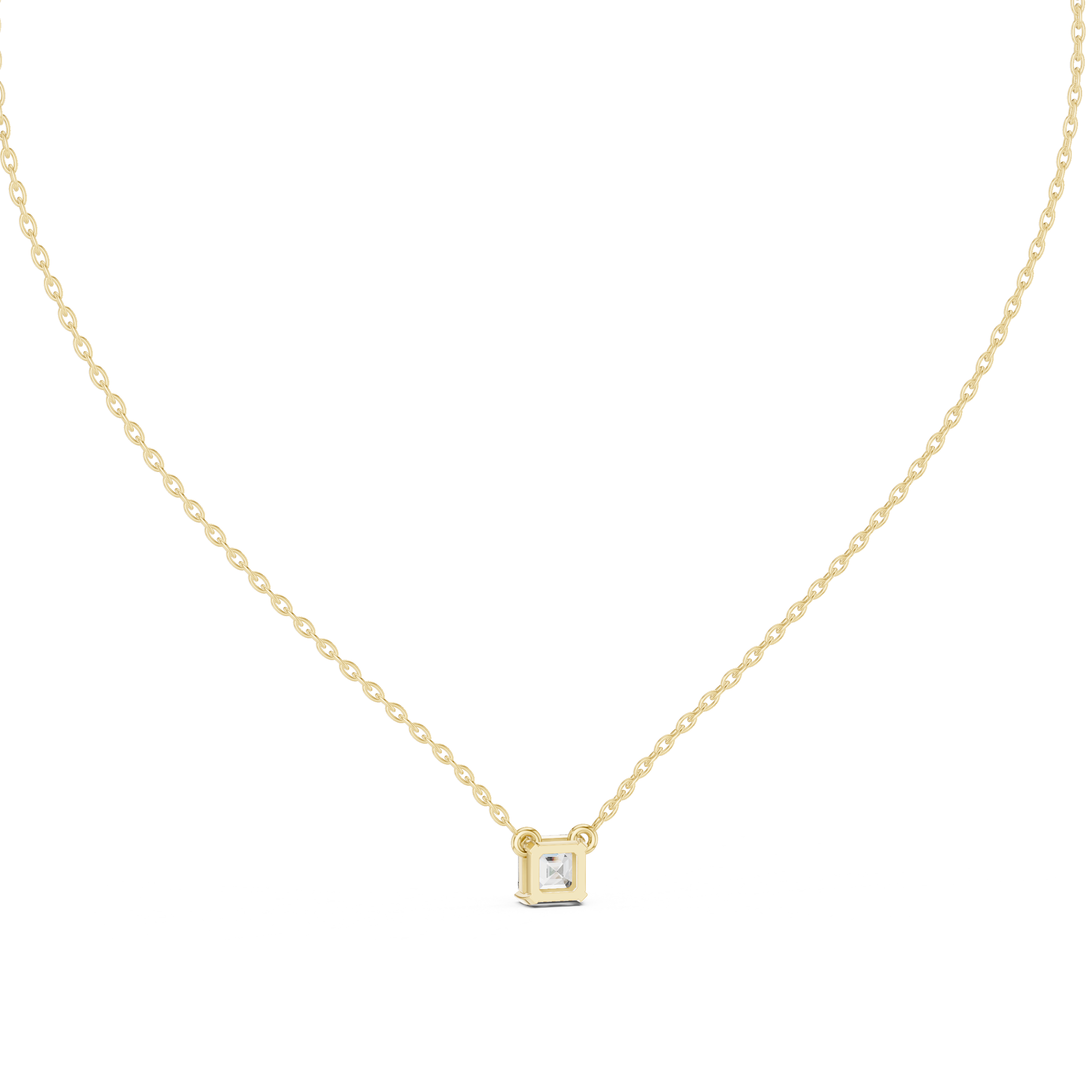 Square Collet Solitaire Diamond Pendant in Yellow Gold - VYKA Diamonds
