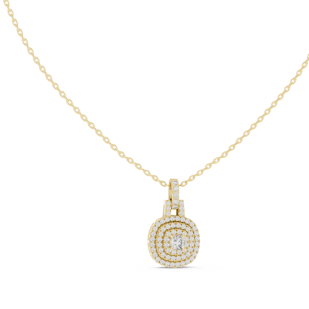 دلّاية ألماس كوشن بهالة مزدوجة in Yellow Gold - VYKA Diamonds