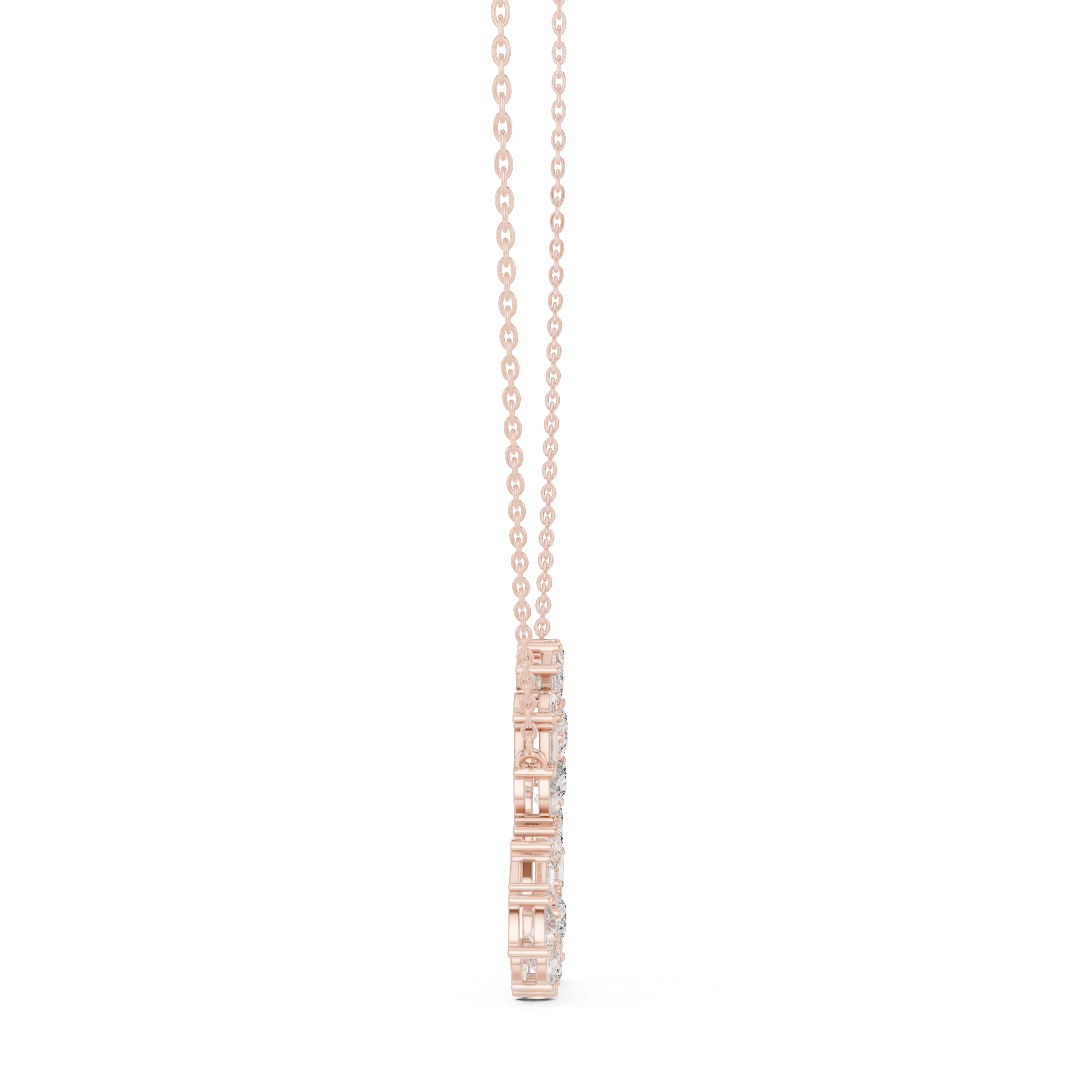 تعليقة الباغيت ألماسية المفتوحة على شكل قلب in Rose Gold - VYKA Diamonds