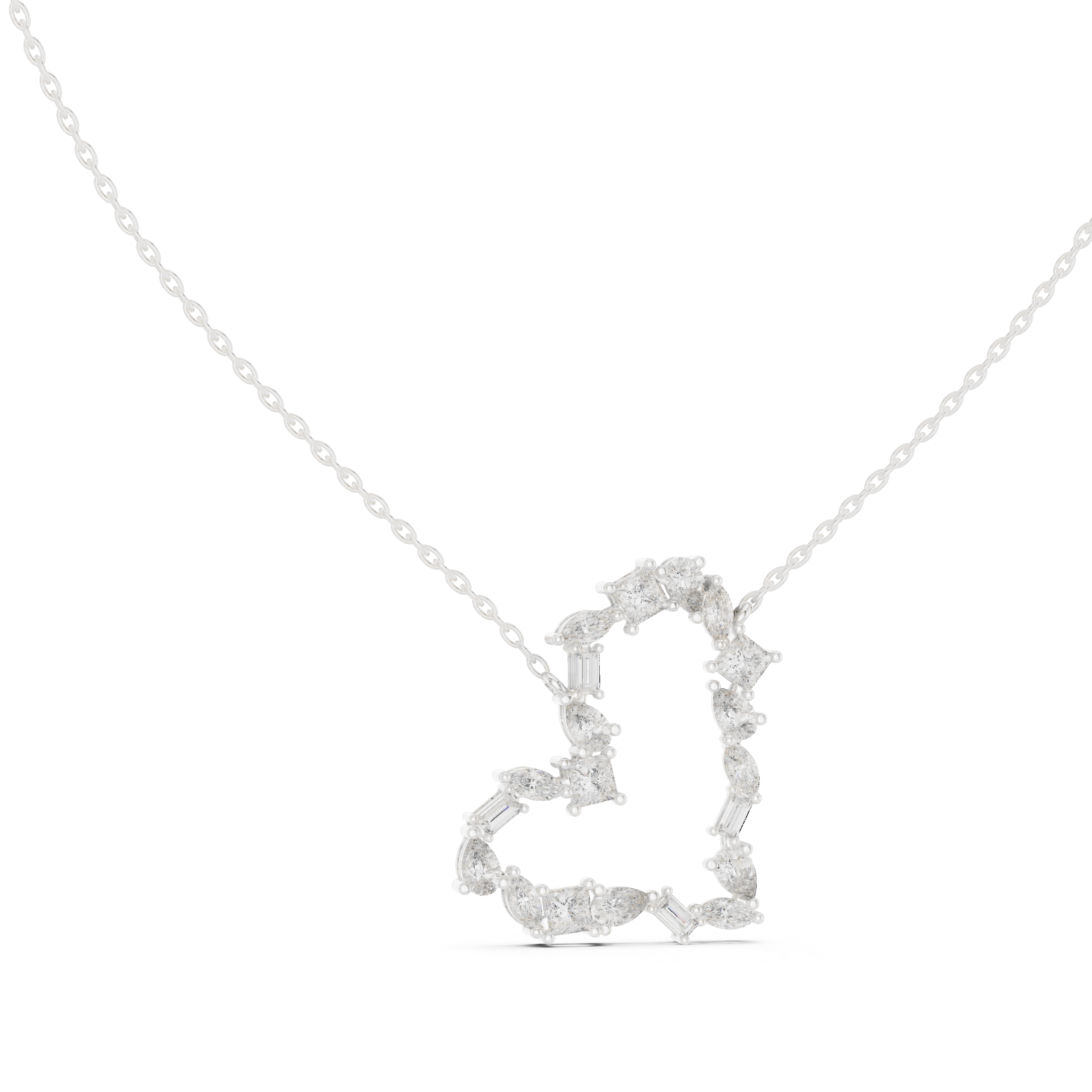 تعليقة الباغيت ألماسية المفتوحة على شكل قلب in White Gold - VYKA Diamonds