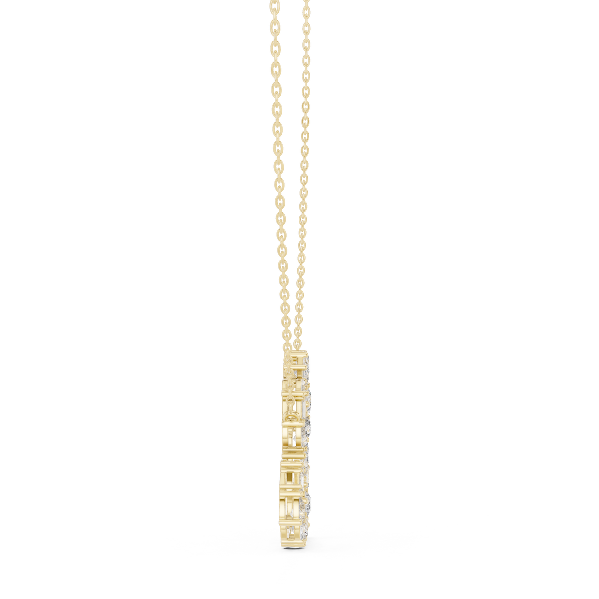 Baguette Open Heart Diamond Pendant