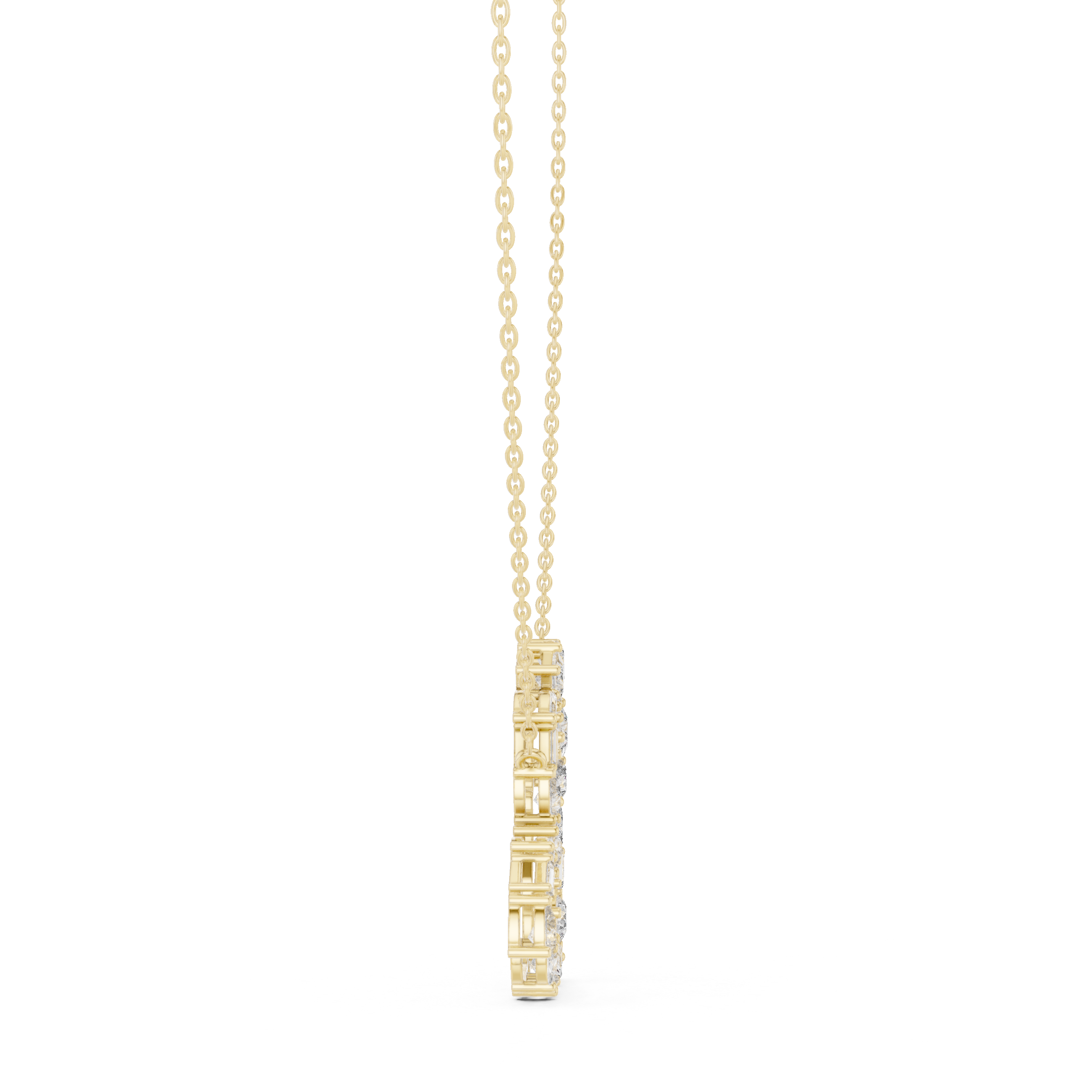 تعليقة الباغيت ألماسية المفتوحة على شكل قلب in Yellow Gold - VYKA Diamonds