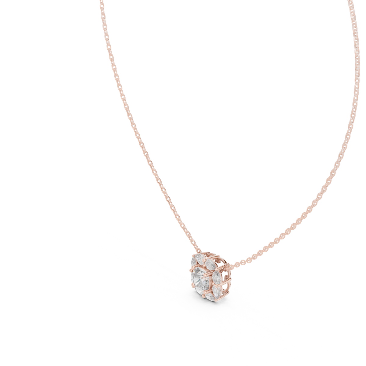 Cushion Cut Pear Halo Diamond Necklace