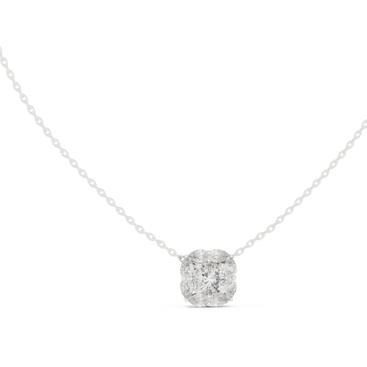 Cushion Cut Pear Halo Diamond Necklace