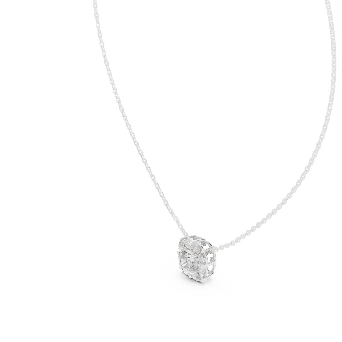 Cushion Cut Pear Halo Diamond Necklace