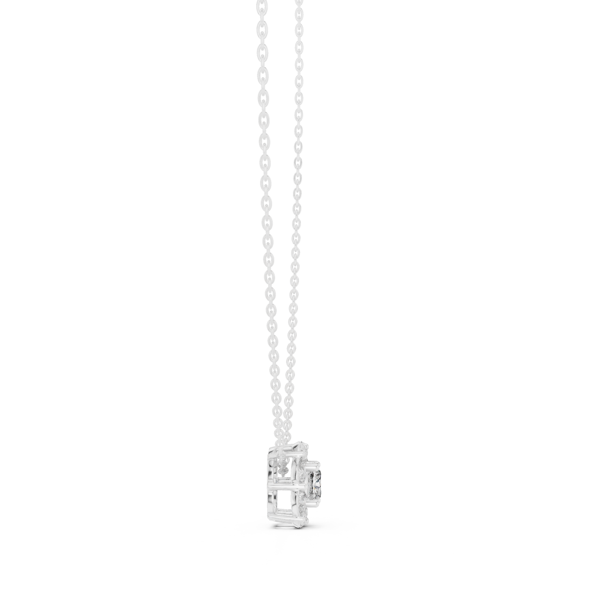 Cushion Cut Pear Halo Diamond Necklace