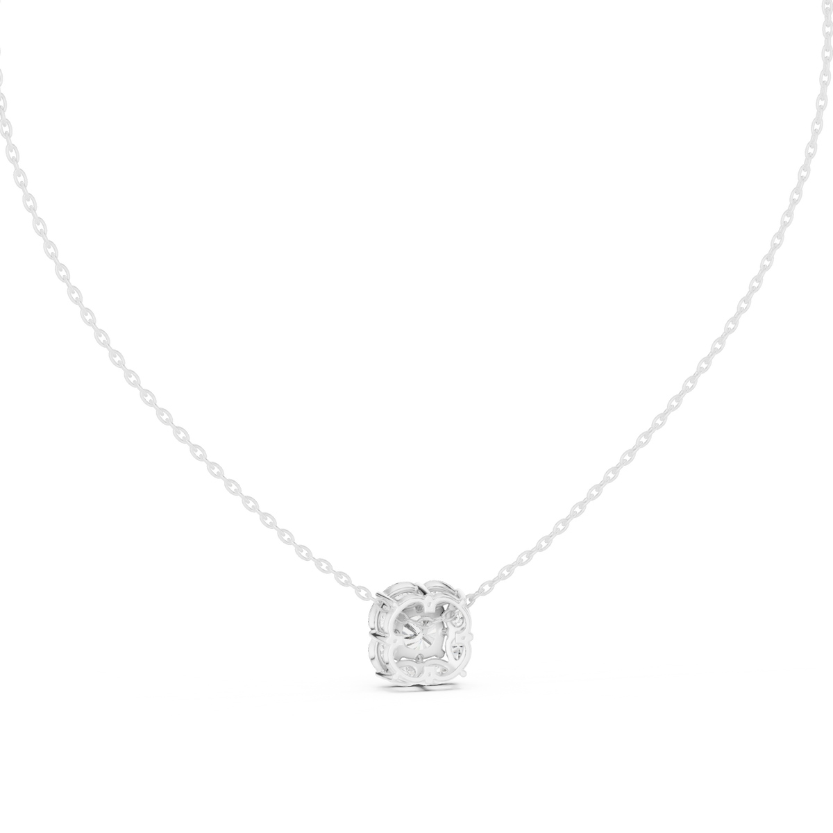 Cushion Cut Pear Halo Diamond Necklace