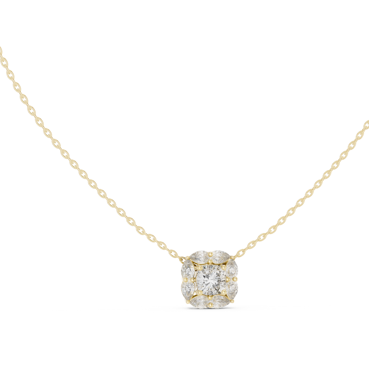 Cushion Cut Pear Halo Diamond Necklace