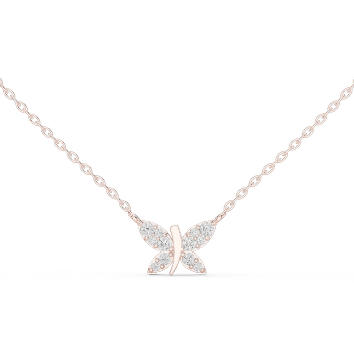 Pave Butterfly Diamond Necklace