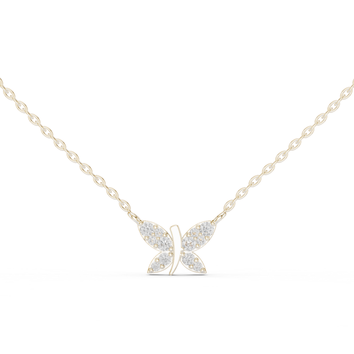 Pave Butterfly Diamond Necklace