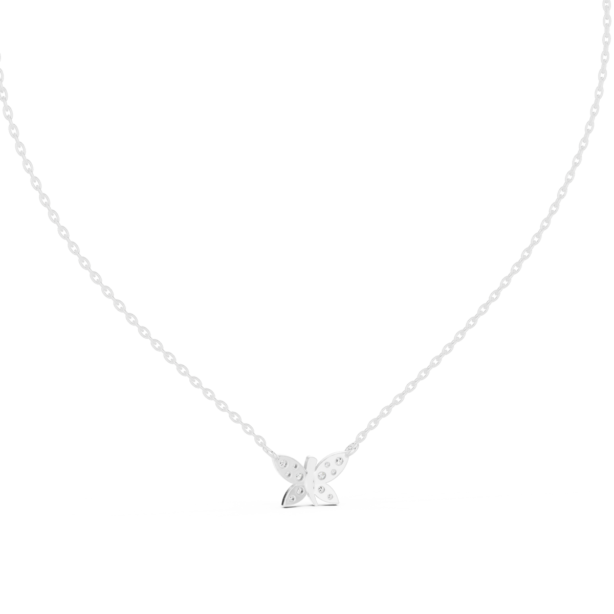 عقد بفراشة من ألماس الباڤيه in White Gold - VYKA Diamonds