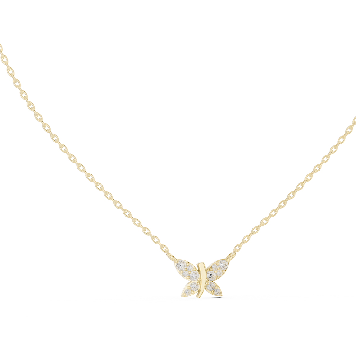 Pave Butterfly Diamond Necklace