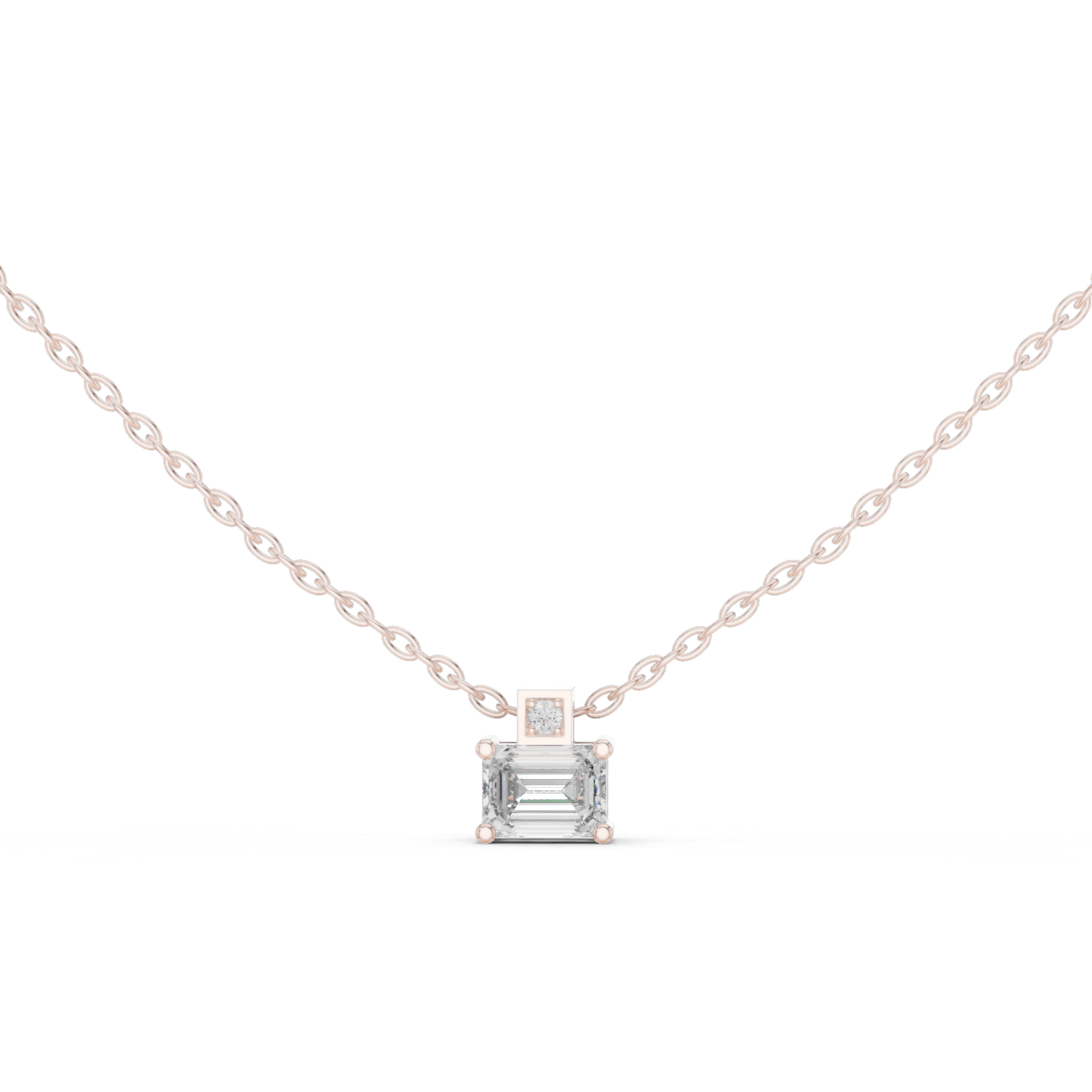 تعليقة ألماس سوليتير صغيرة بقطع الزمرد in Rose Gold - VYKA Diamonds