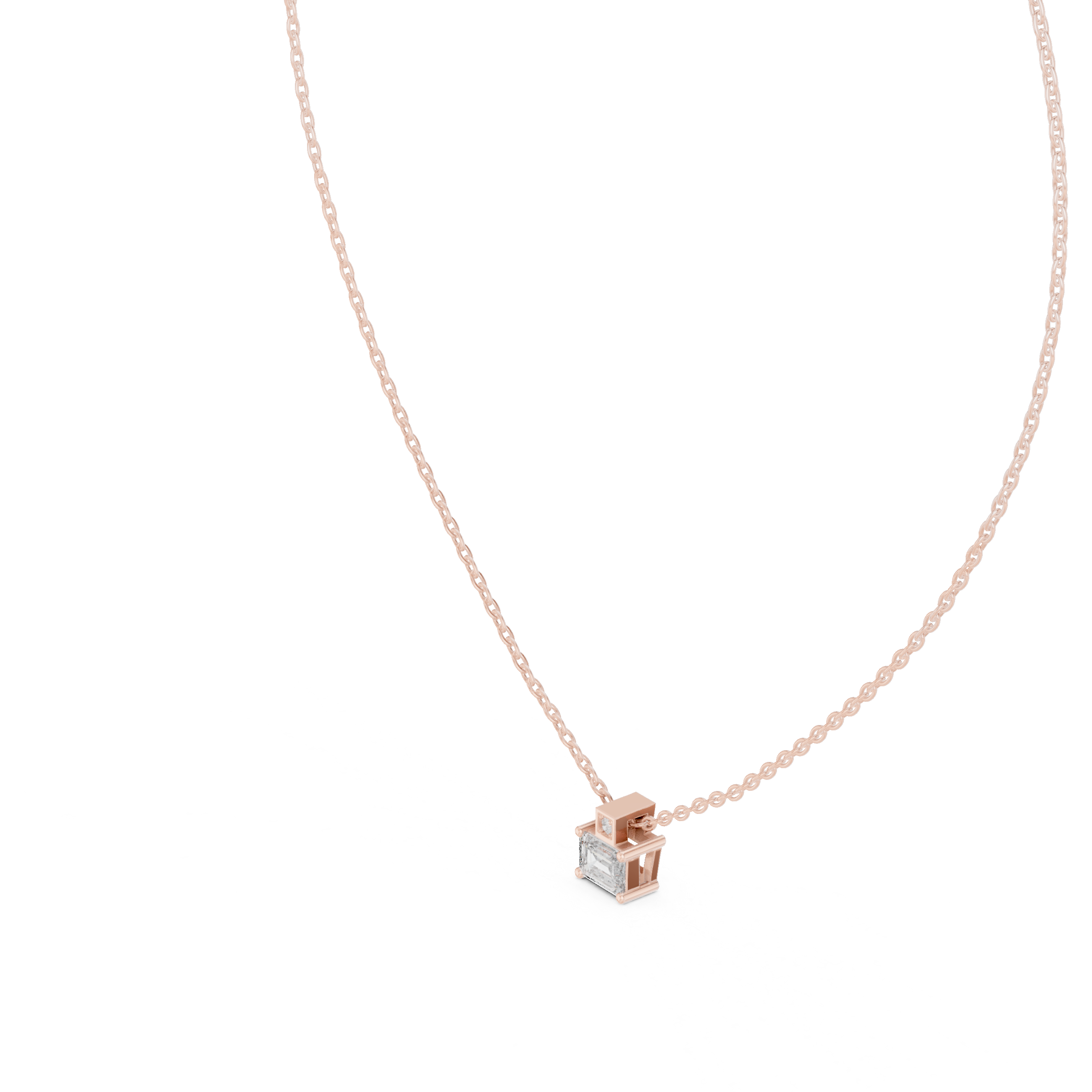 تعليقة ألماس سوليتير صغيرة بقطع الزمرد in Rose Gold - VYKA Diamonds
