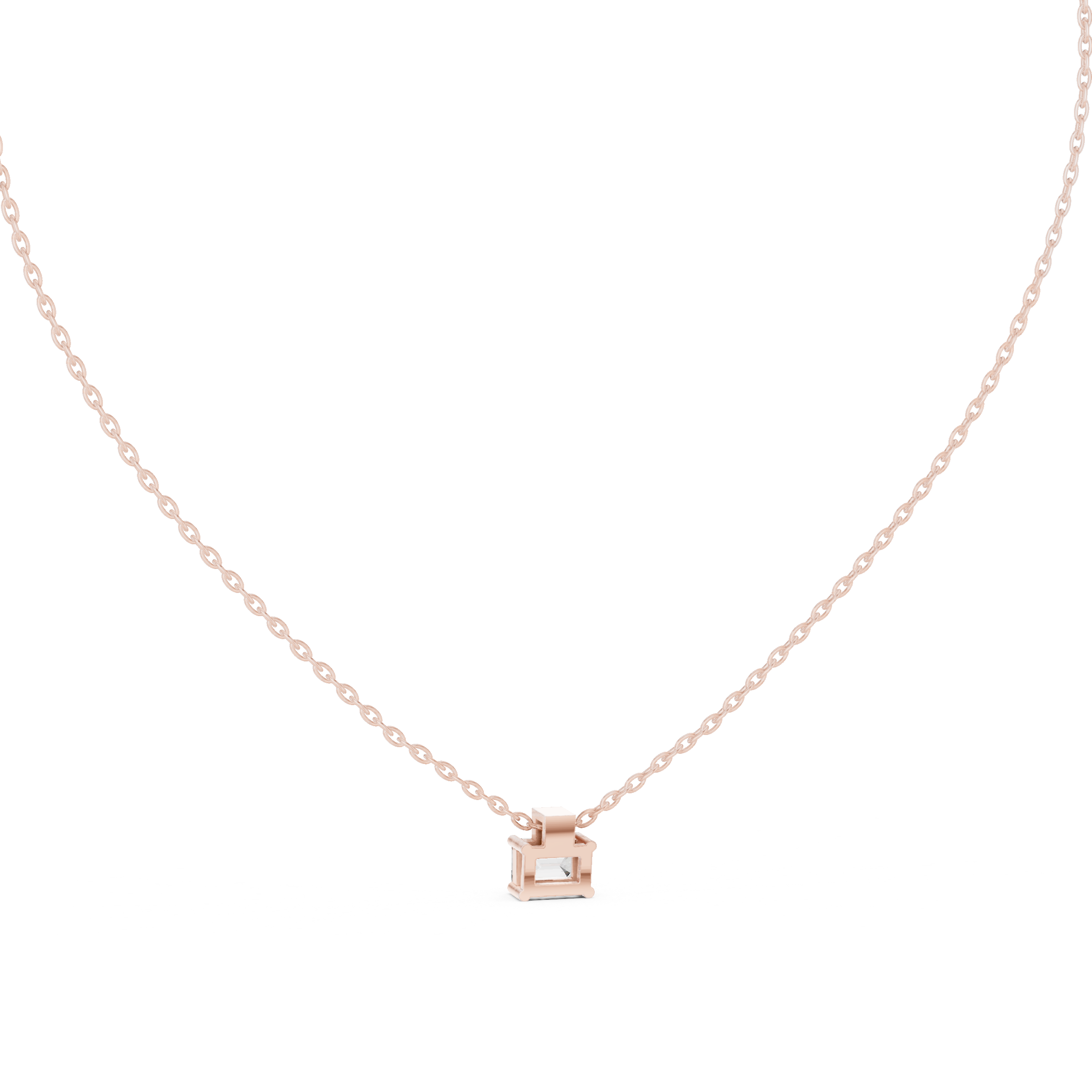 تعليقة ألماس سوليتير صغيرة بقطع الزمرد in Rose Gold - VYKA Diamonds