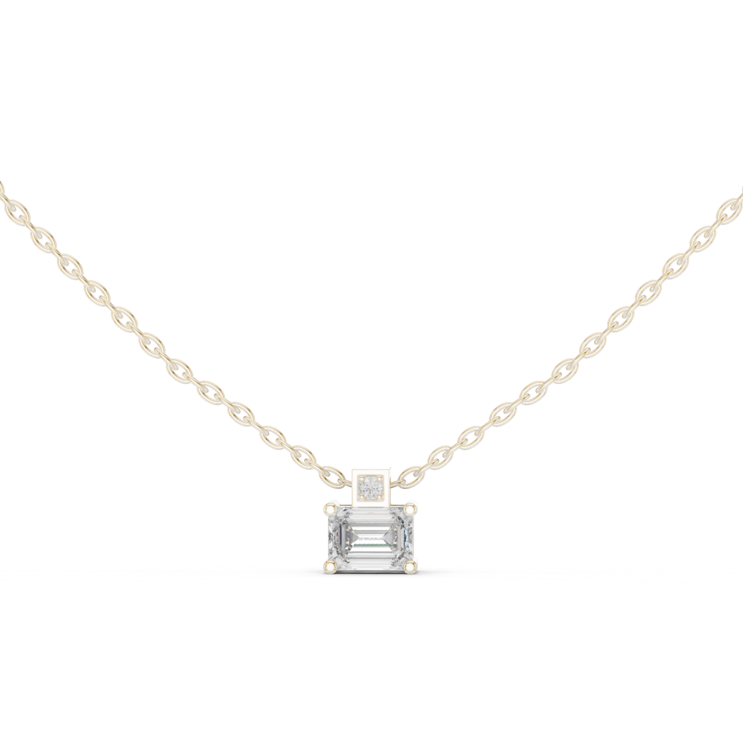 تعليقة ألماس سوليتير صغيرة بقطع الزمرد in White Gold - VYKA Diamonds