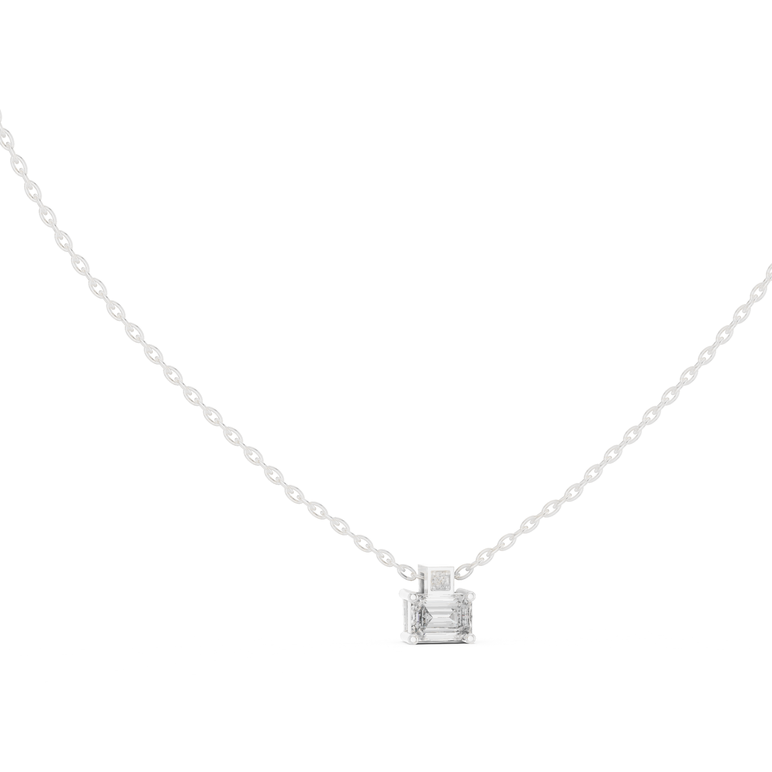 تعليقة ألماس سوليتير صغيرة بقطع الزمرد in White Gold - VYKA Diamonds