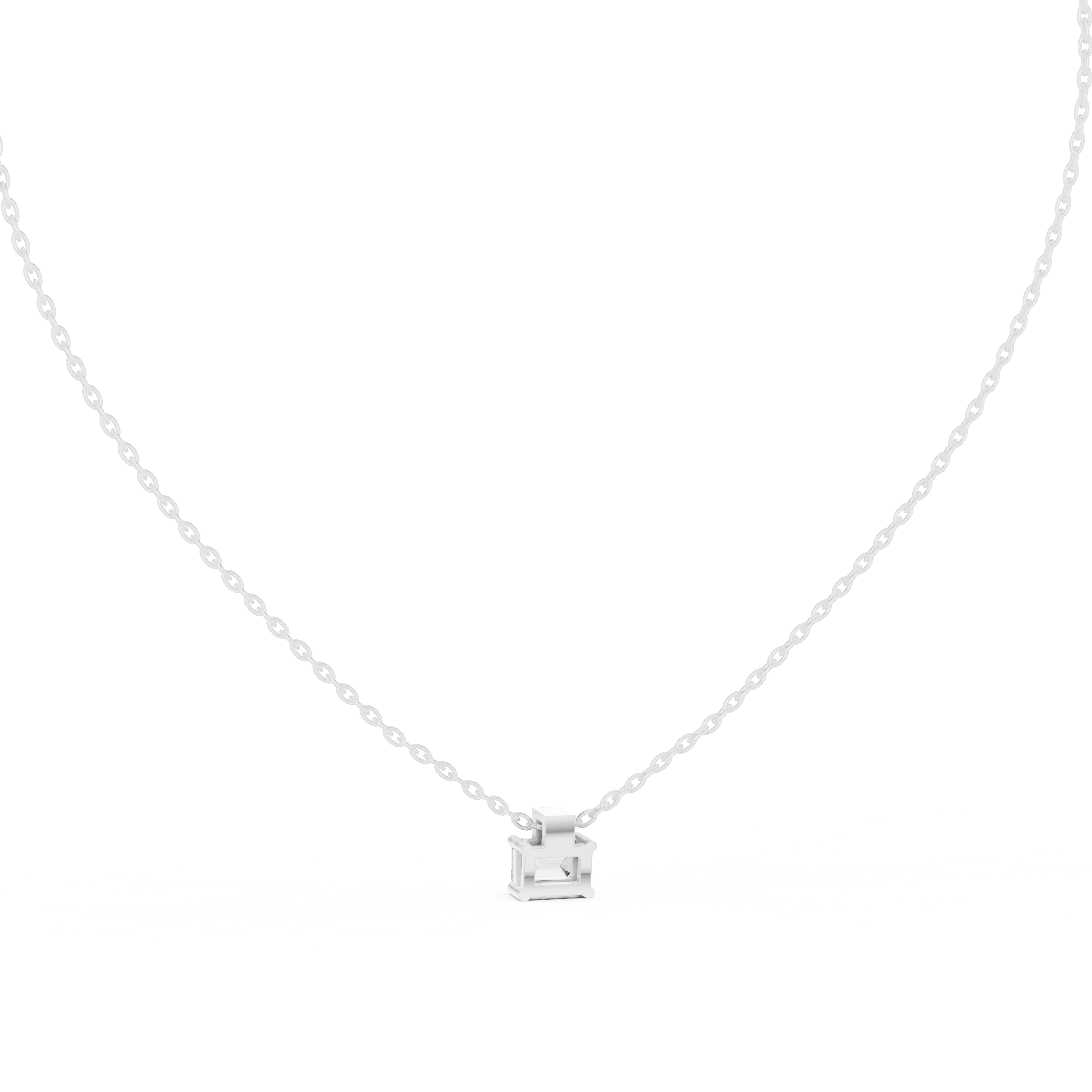 تعليقة ألماس سوليتير صغيرة بقطع الزمرد in White Gold - VYKA Diamonds