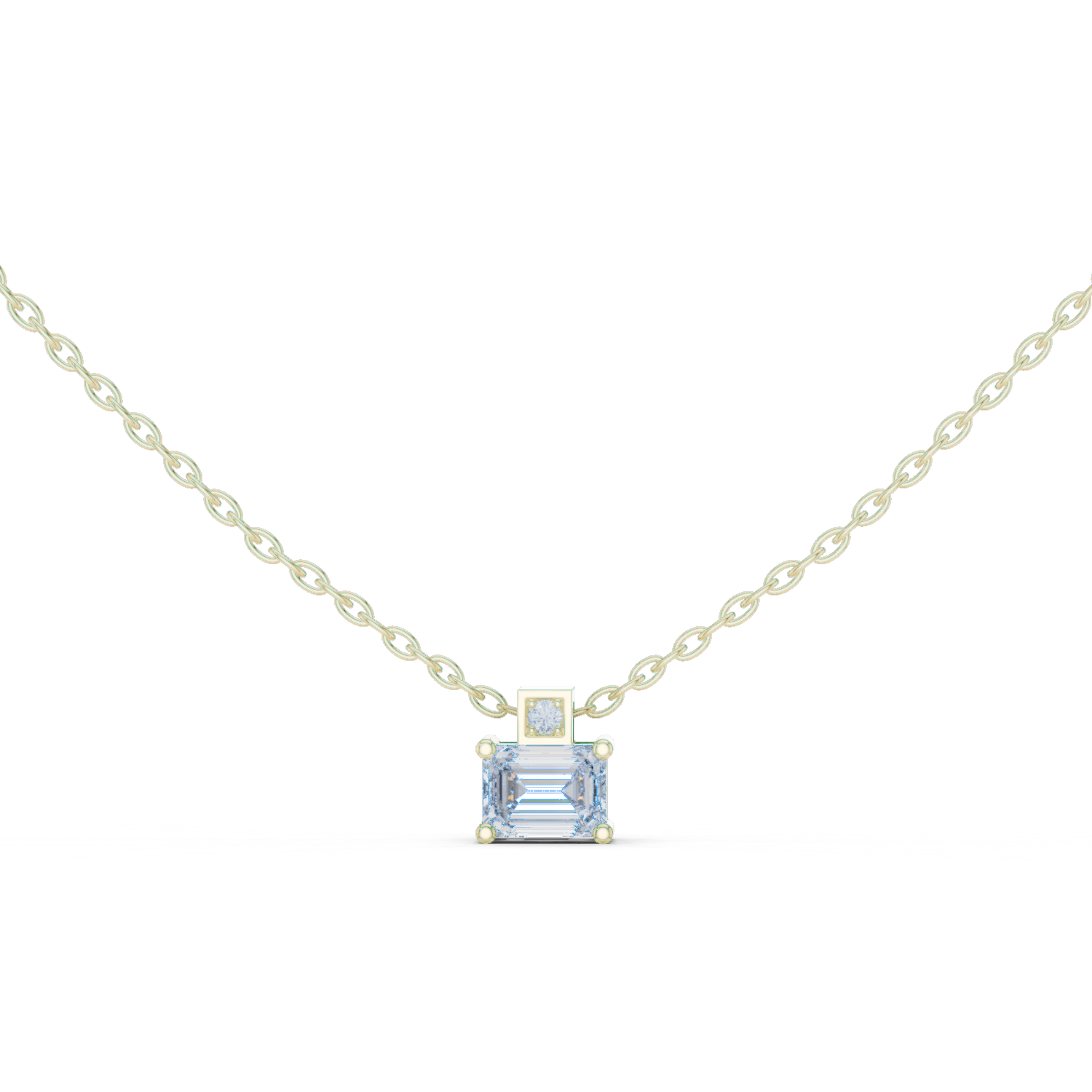 تعليقة ألماس سوليتير صغيرة بقطع الزمرد in Yellow Gold - VYKA Diamonds