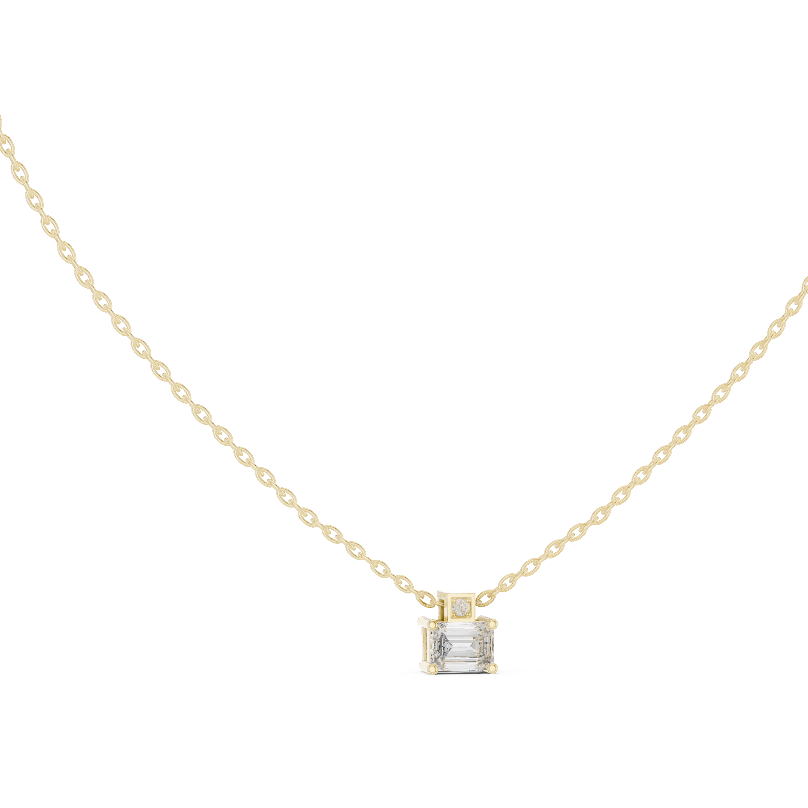 تعليقة ألماس سوليتير صغيرة بقطع الزمرد in Yellow Gold - VYKA Diamonds
