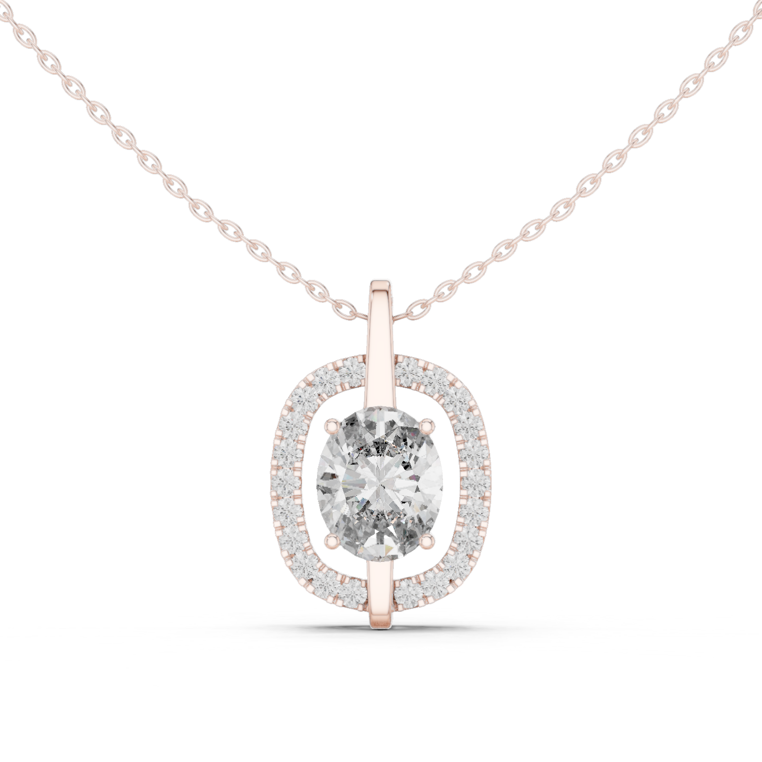 تعليقة بيضاوية مرصعة بألماس بتصميم هالة كوسين in Rose Gold - VYKA Diamonds