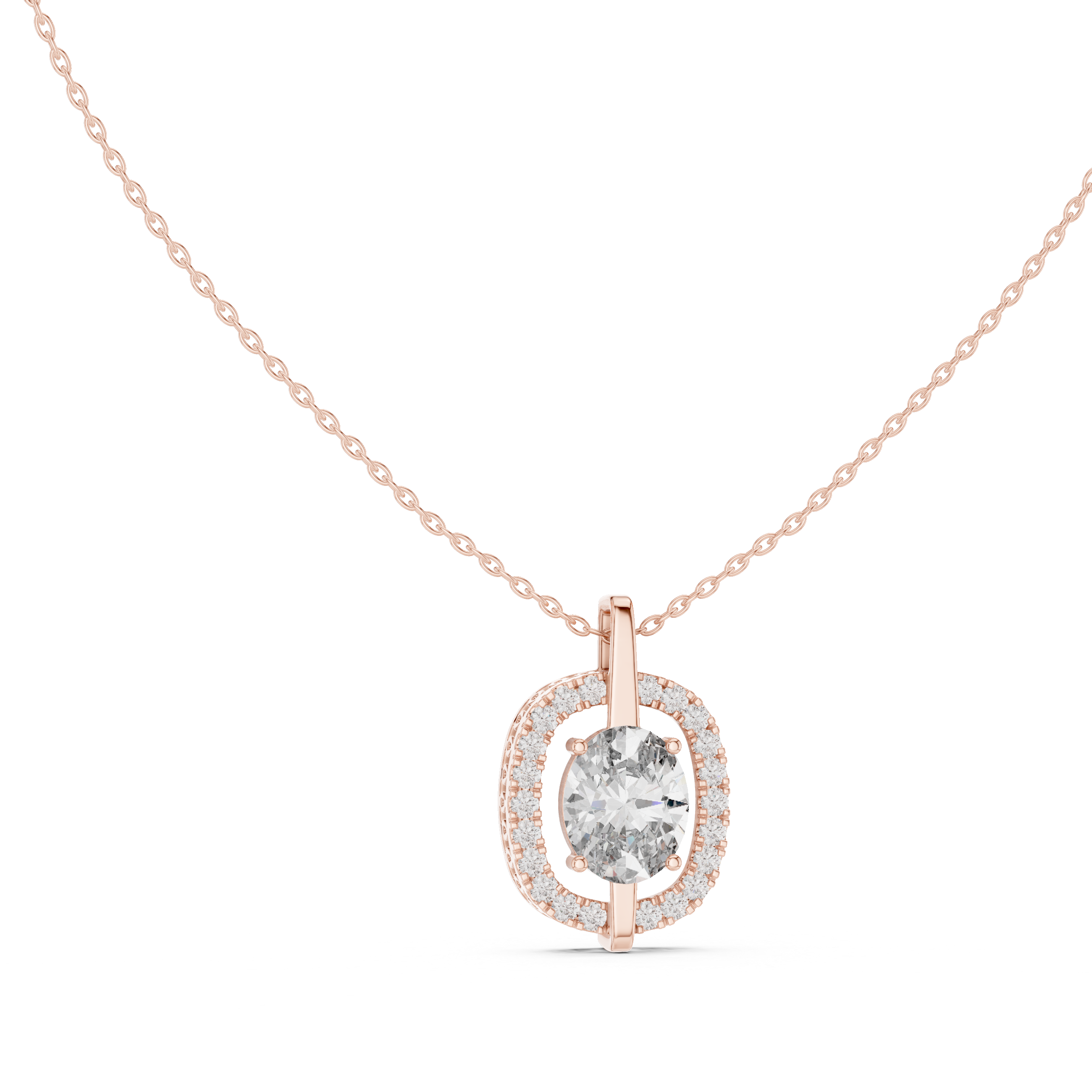 تعليقة بيضاوية مرصعة بألماس بتصميم هالة كوسين in Rose Gold - VYKA Diamonds