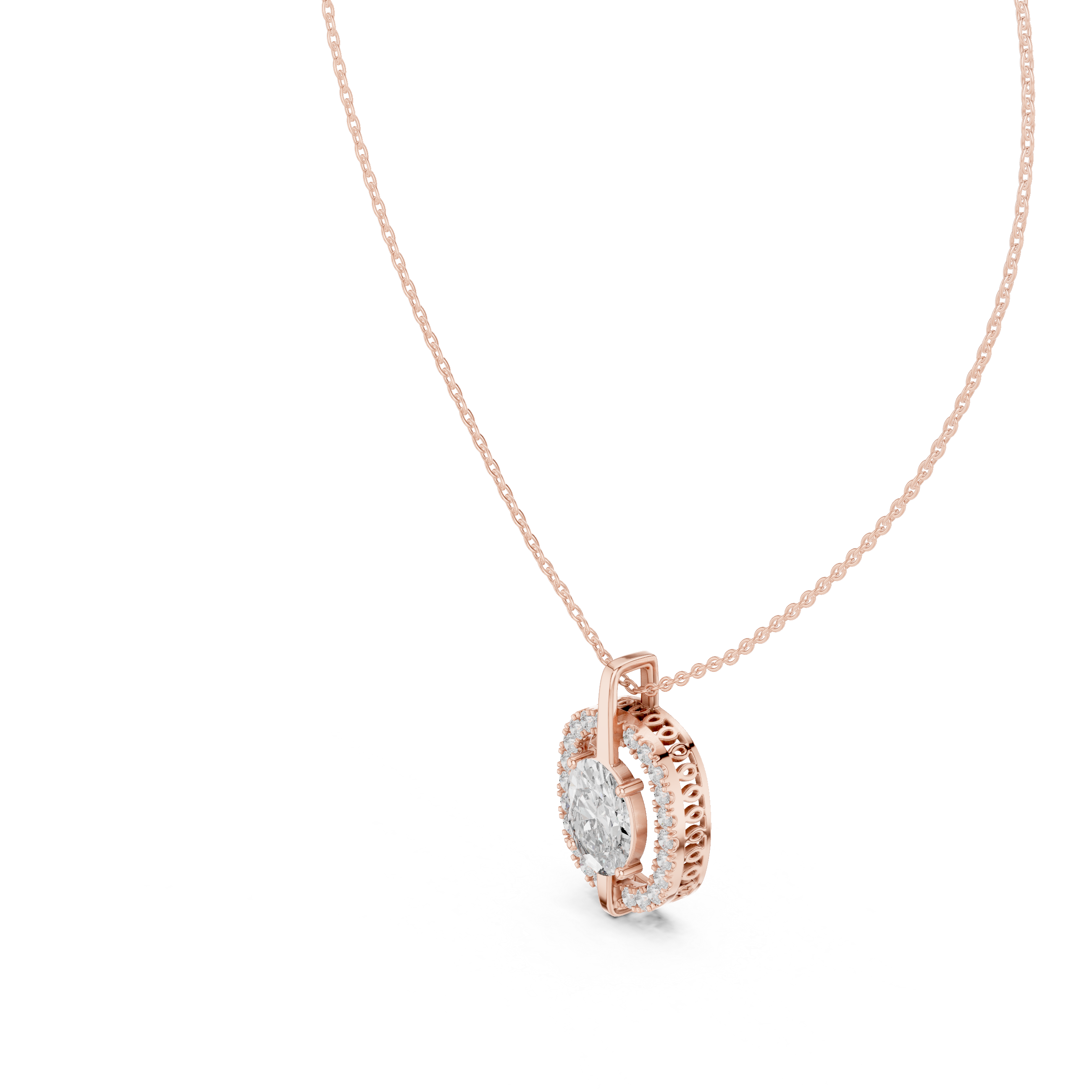 تعليقة بيضاوية مرصعة بألماس بتصميم هالة كوسين in Rose Gold - VYKA Diamonds