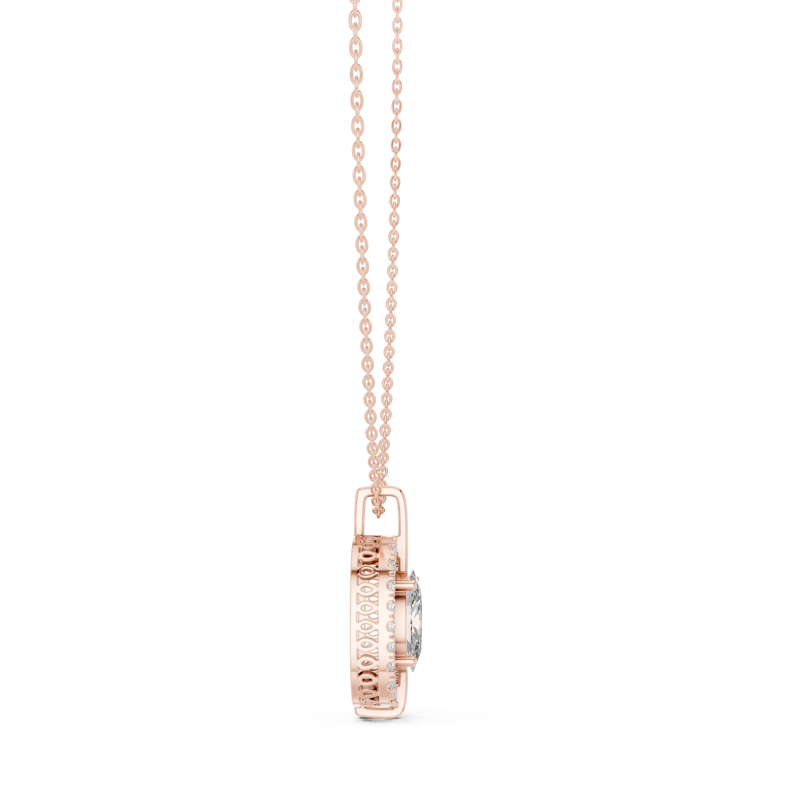 تعليقة بيضاوية مرصعة بألماس بتصميم هالة كوسين in Rose Gold - VYKA Diamonds