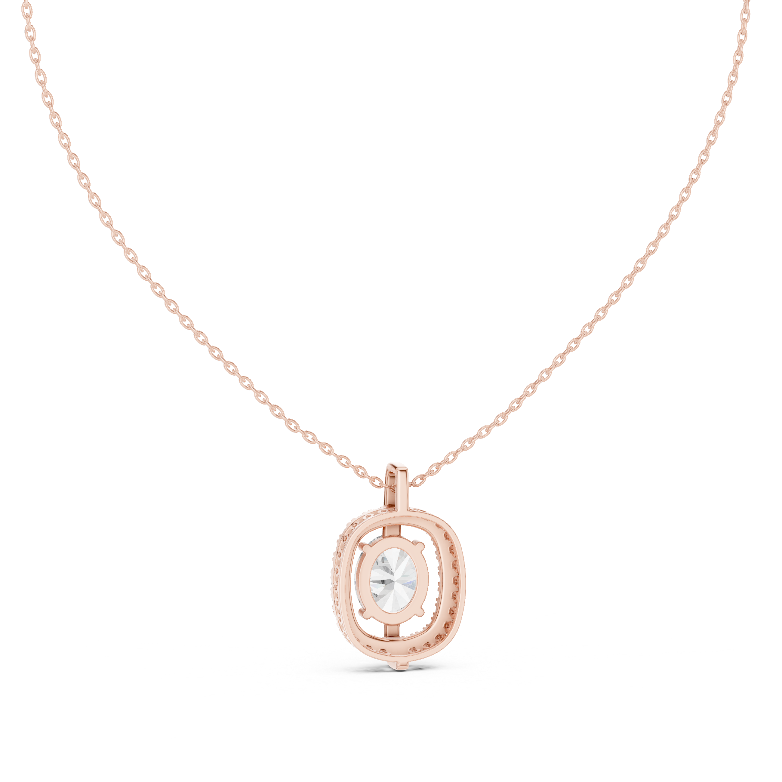 تعليقة بيضاوية مرصعة بألماس بتصميم هالة كوسين in Rose Gold - VYKA Diamonds