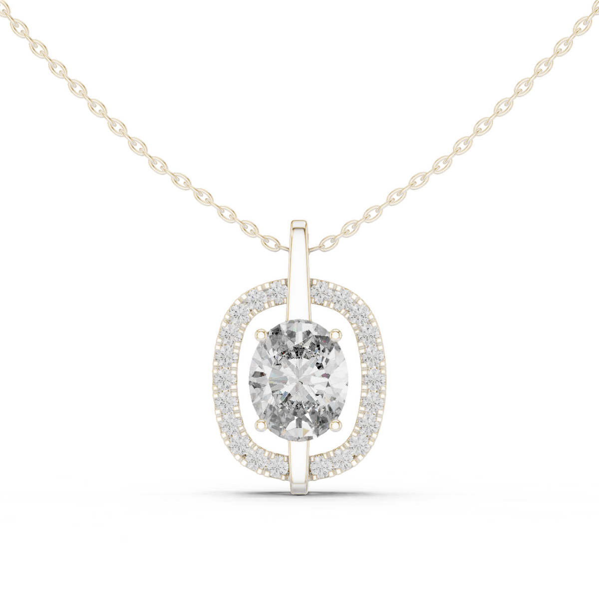 Cushion Halo Oval Diamond Pendant