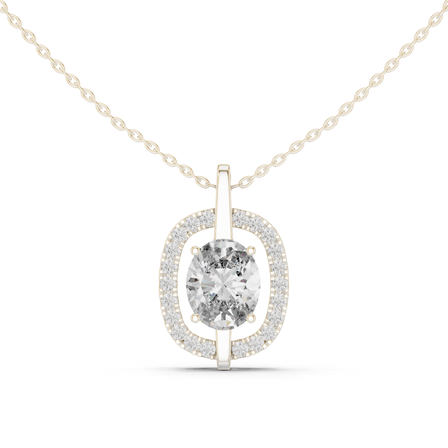 تعليقة بيضاوية مرصعة بألماس بتصميم هالة كوسين in White Gold - VYKA Diamonds