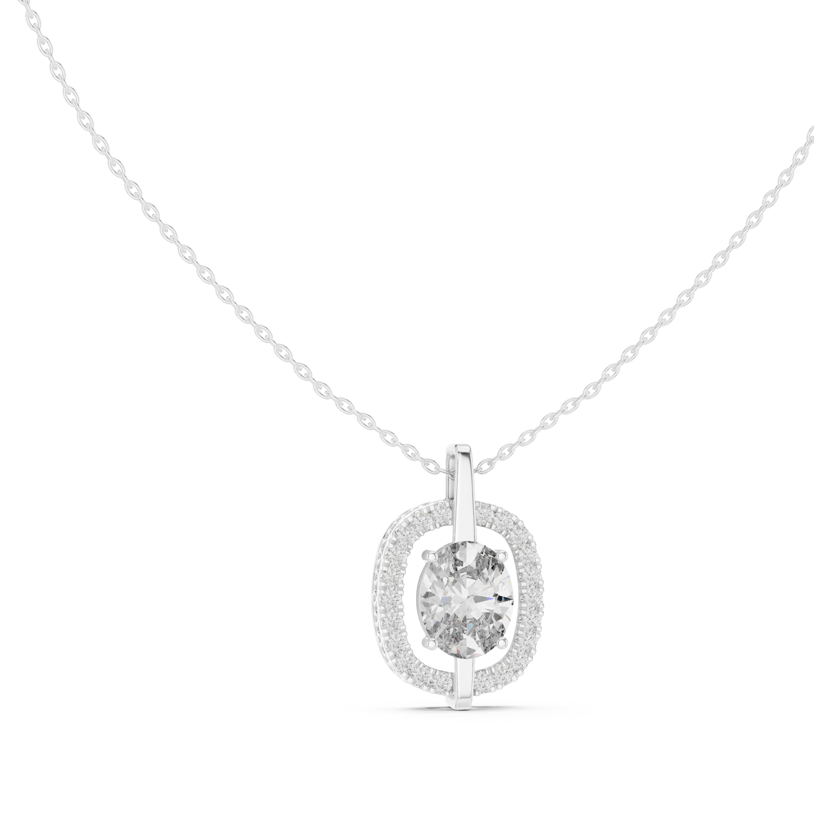 تعليقة بيضاوية مرصعة بألماس بتصميم هالة كوسين in White Gold - VYKA Diamonds
