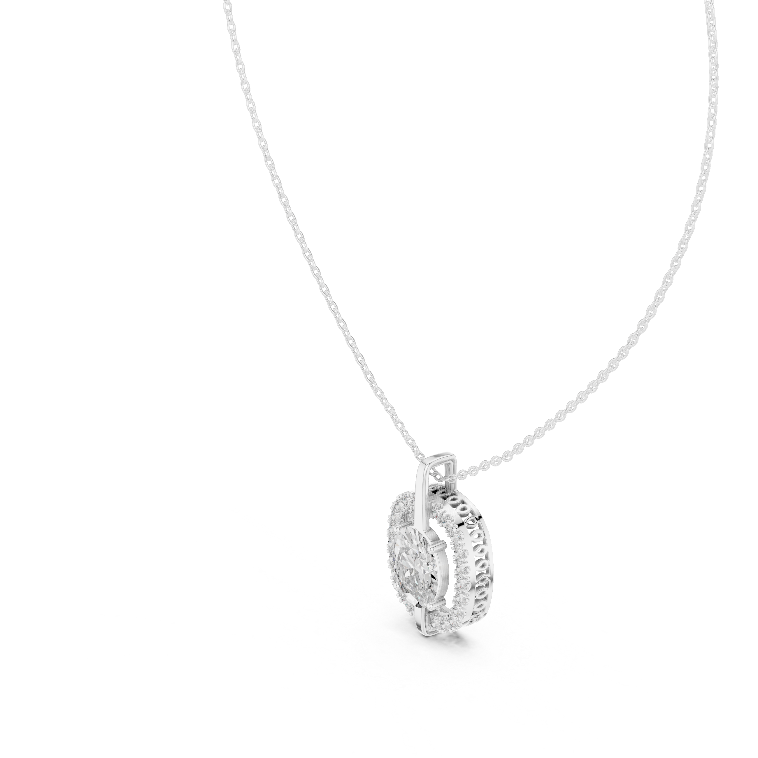 تعليقة بيضاوية مرصعة بألماس بتصميم هالة كوسين in White Gold - VYKA Diamonds