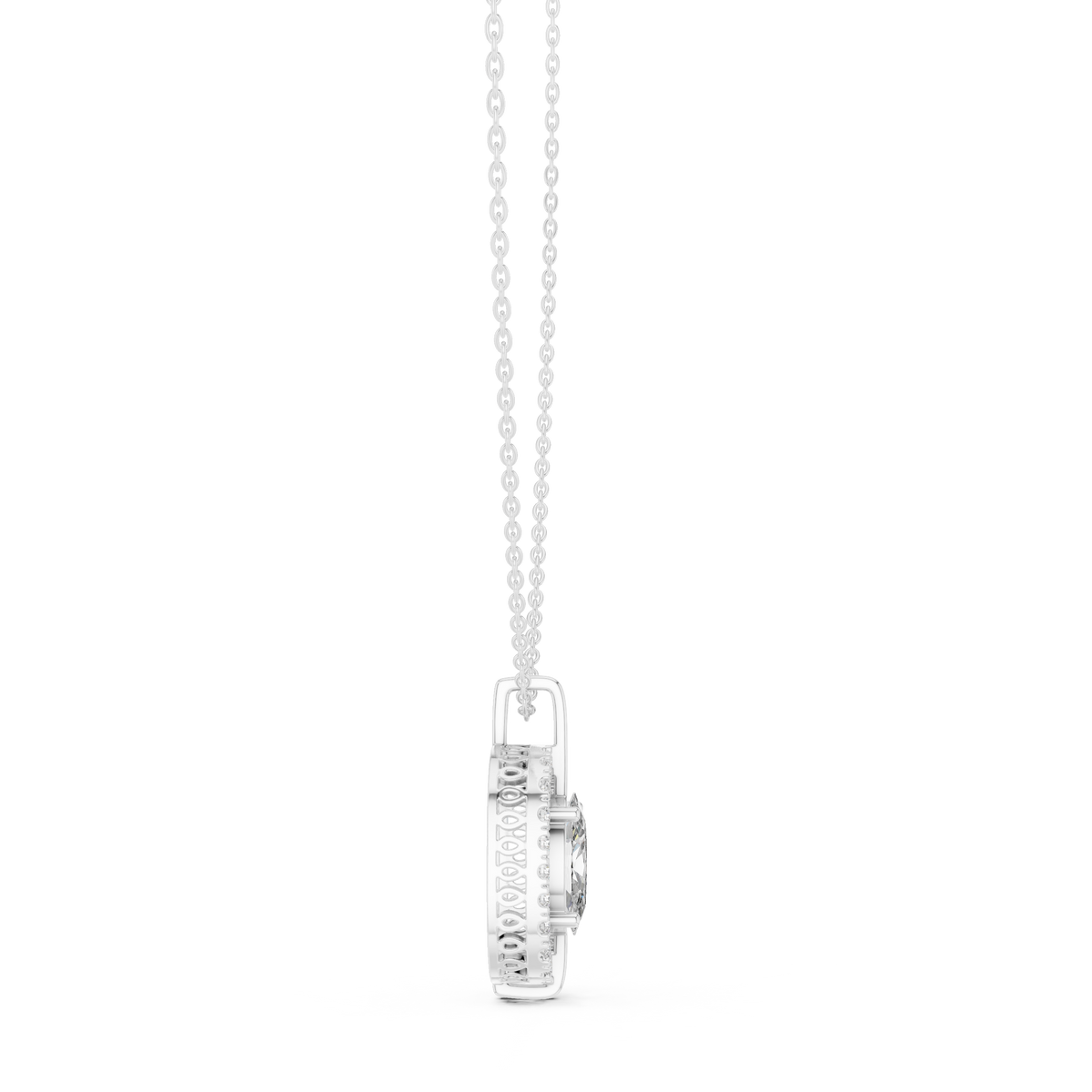 Cushion Halo Oval Diamond Pendant