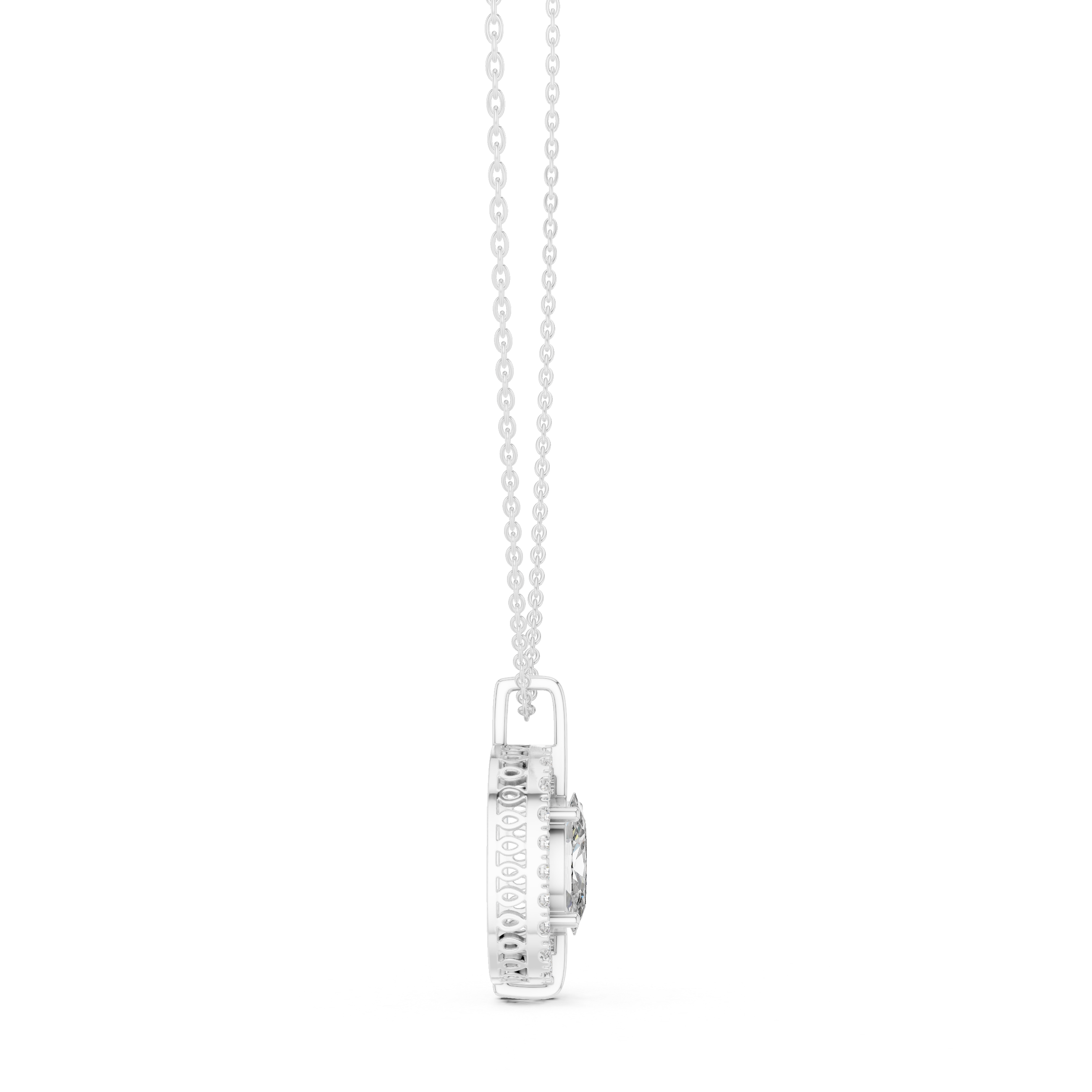 تعليقة بيضاوية مرصعة بألماس بتصميم هالة كوسين in White Gold - VYKA Diamonds