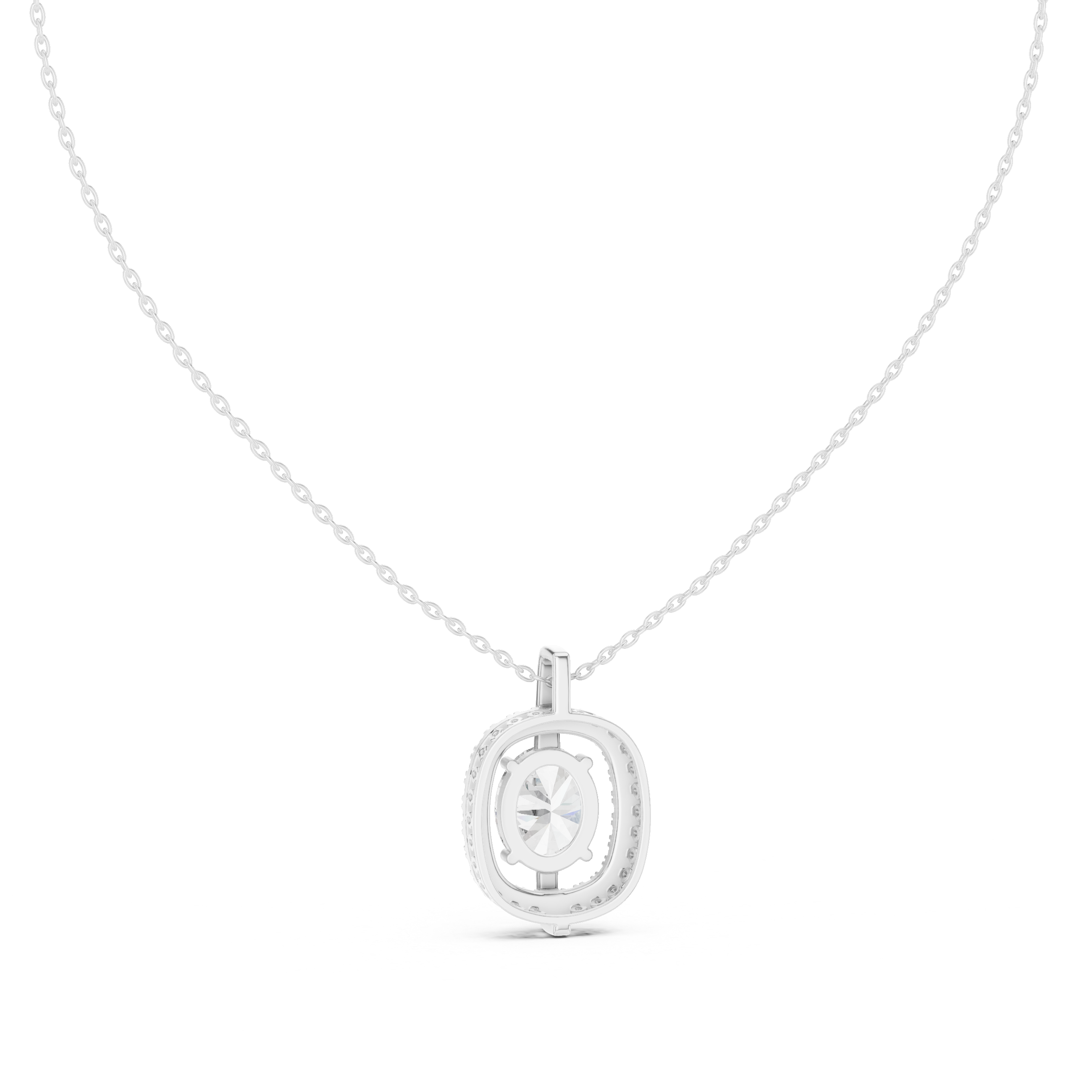 تعليقة بيضاوية مرصعة بألماس بتصميم هالة كوسين in White Gold - VYKA Diamonds