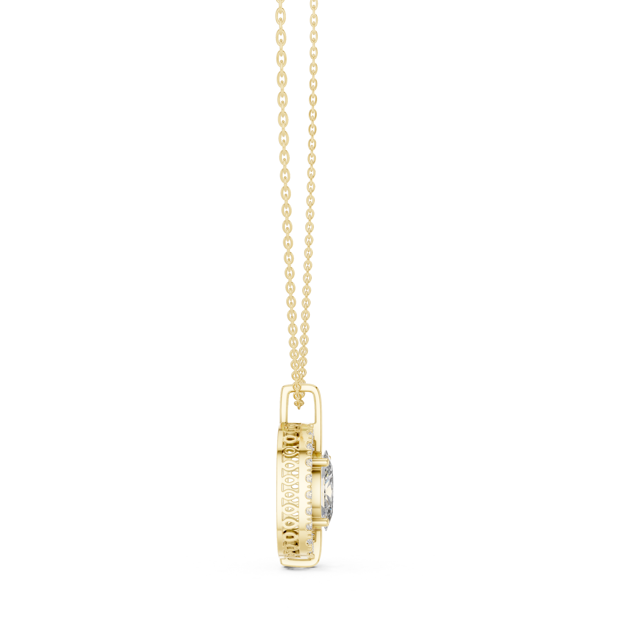 تعليقة بيضاوية مرصعة بألماس بتصميم هالة كوسين in Yellow Gold - VYKA Diamonds