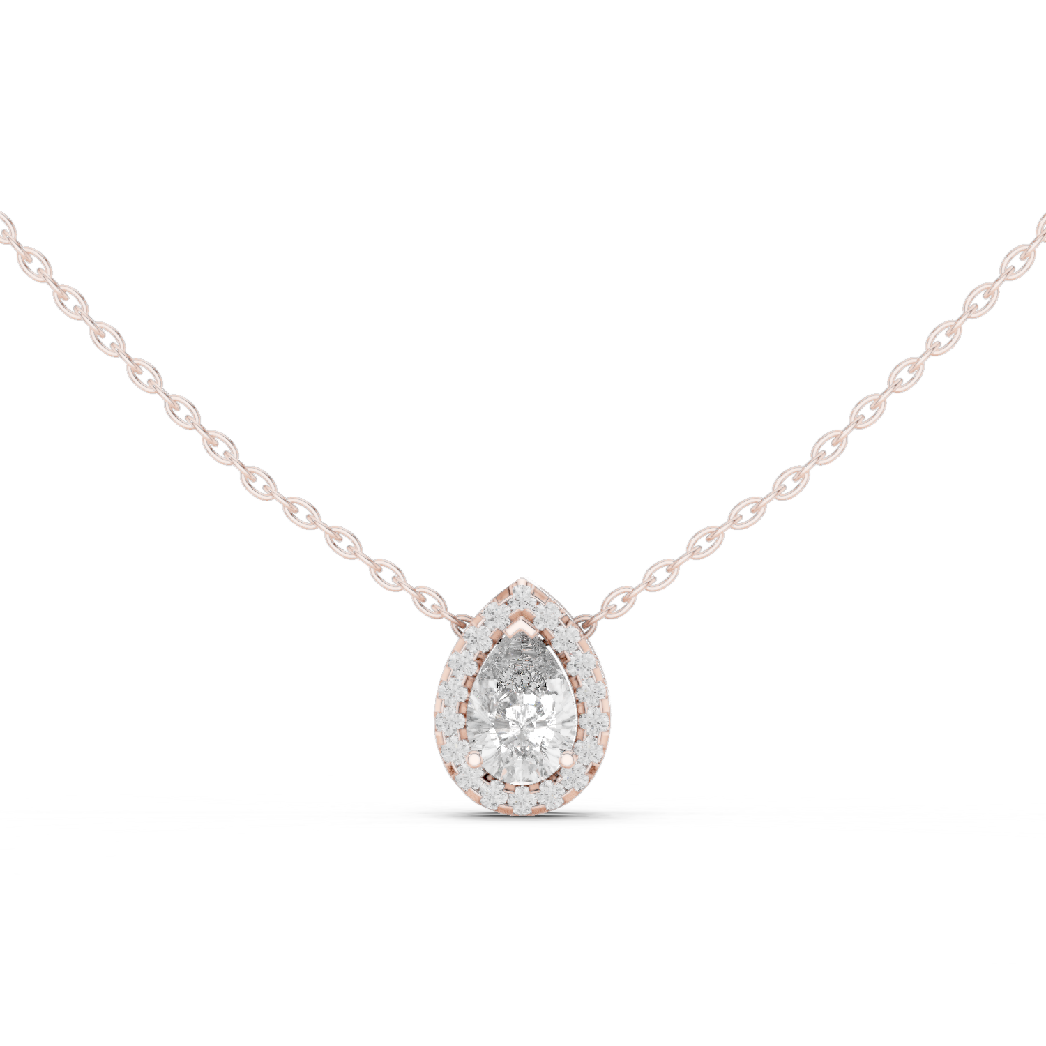 Teardrop Bezel Diamond Pendant in Rose Gold - VYKA Diamonds
