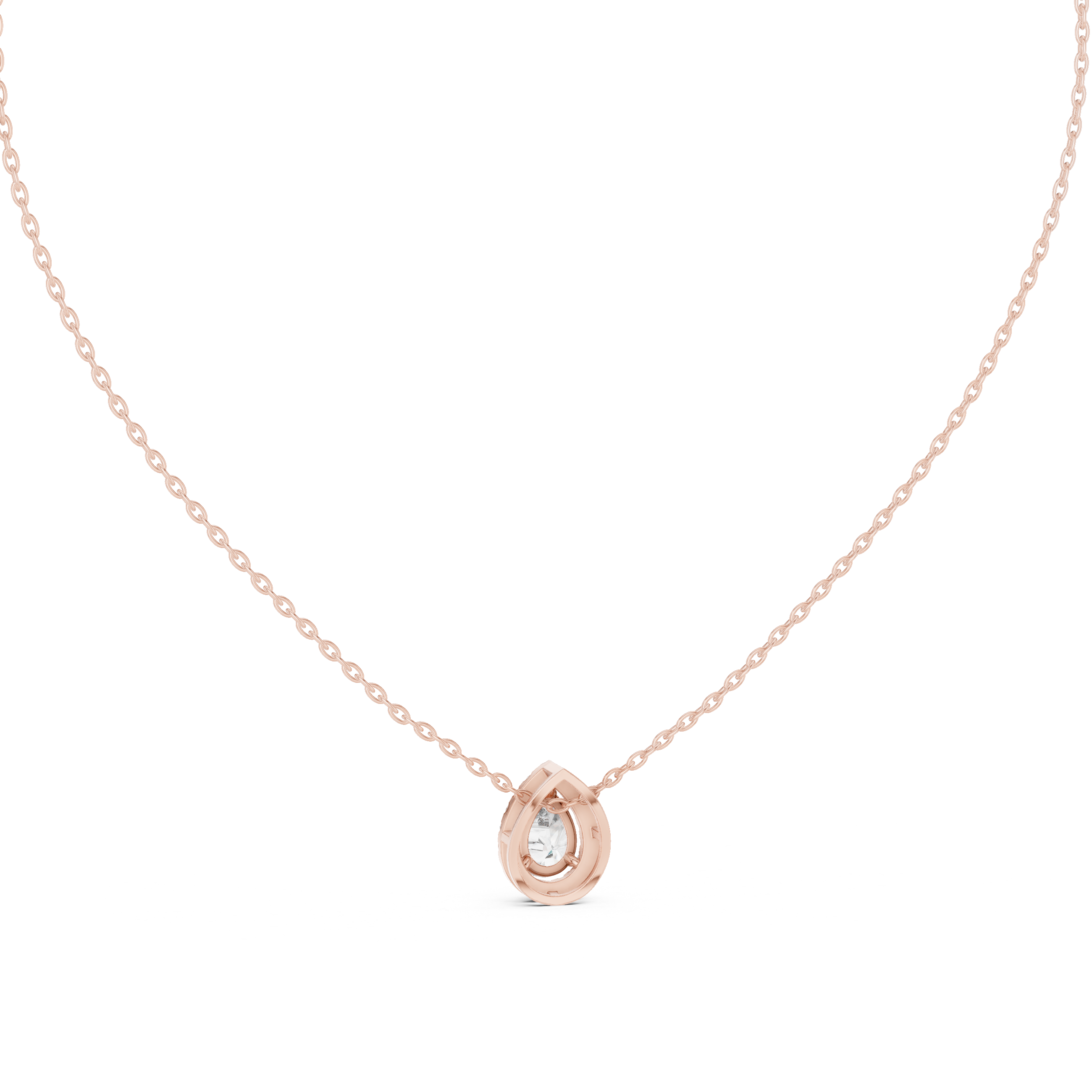 Teardrop Bezel Diamond Pendant in Rose Gold - VYKA Diamonds