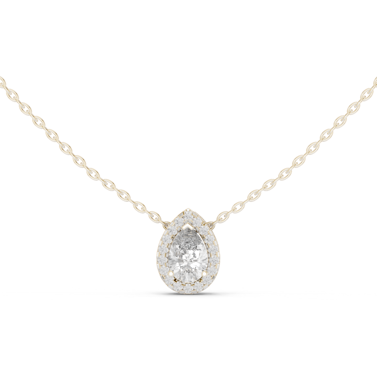 Teardrop Bezel Diamond Pendant in White Gold - VYKA Diamonds