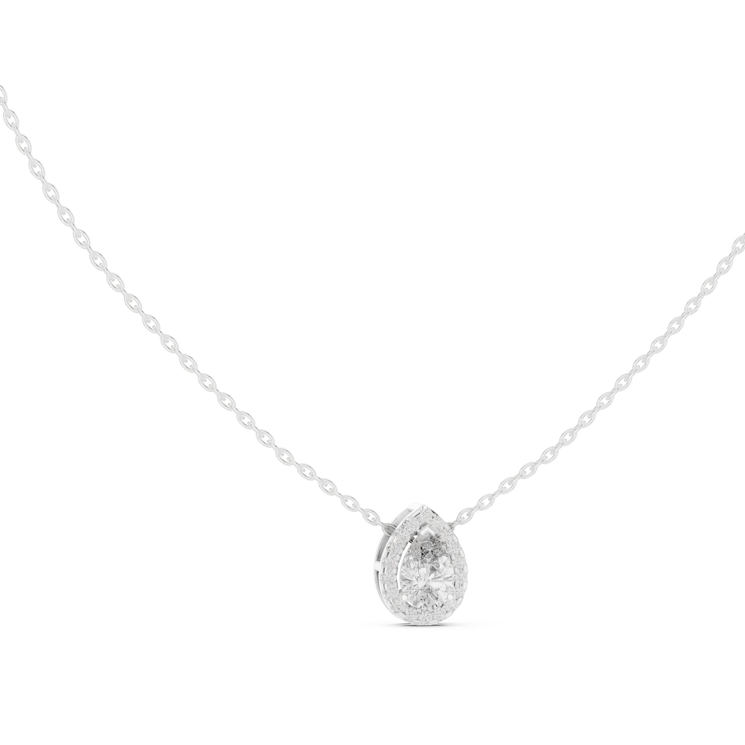 Teardrop Bezel Diamond Pendant in White Gold - VYKA Diamonds